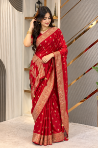 Wine Viscose Silk Khaddi Sari For Wedding & Festive